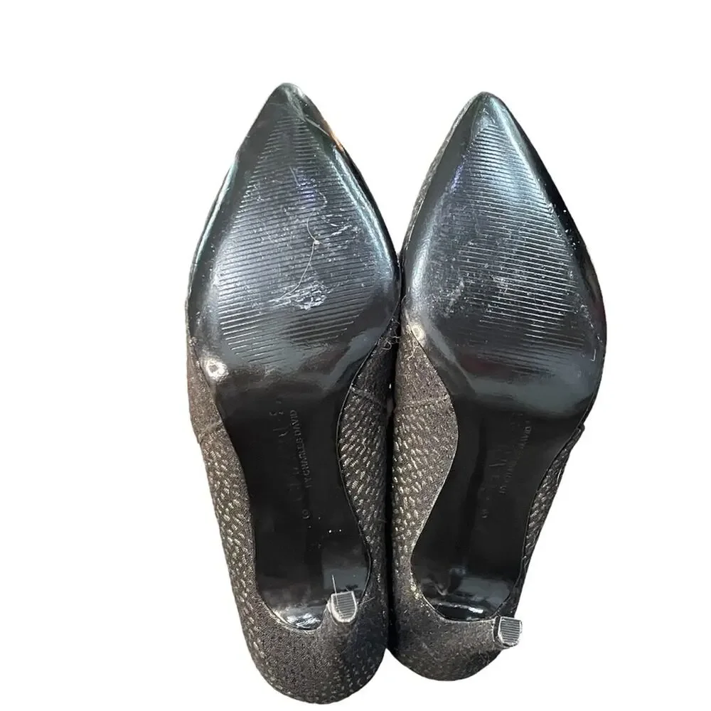 Charles David Pumps Metallic‎ Black and Gold Pointed Toe Stiletto Heel Size 8